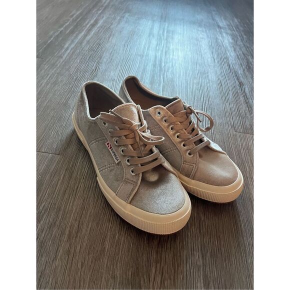 Superga Shoes - Superga Women’s 2750 Velvet Taupe Grey Comfort Lace Up Sneakers